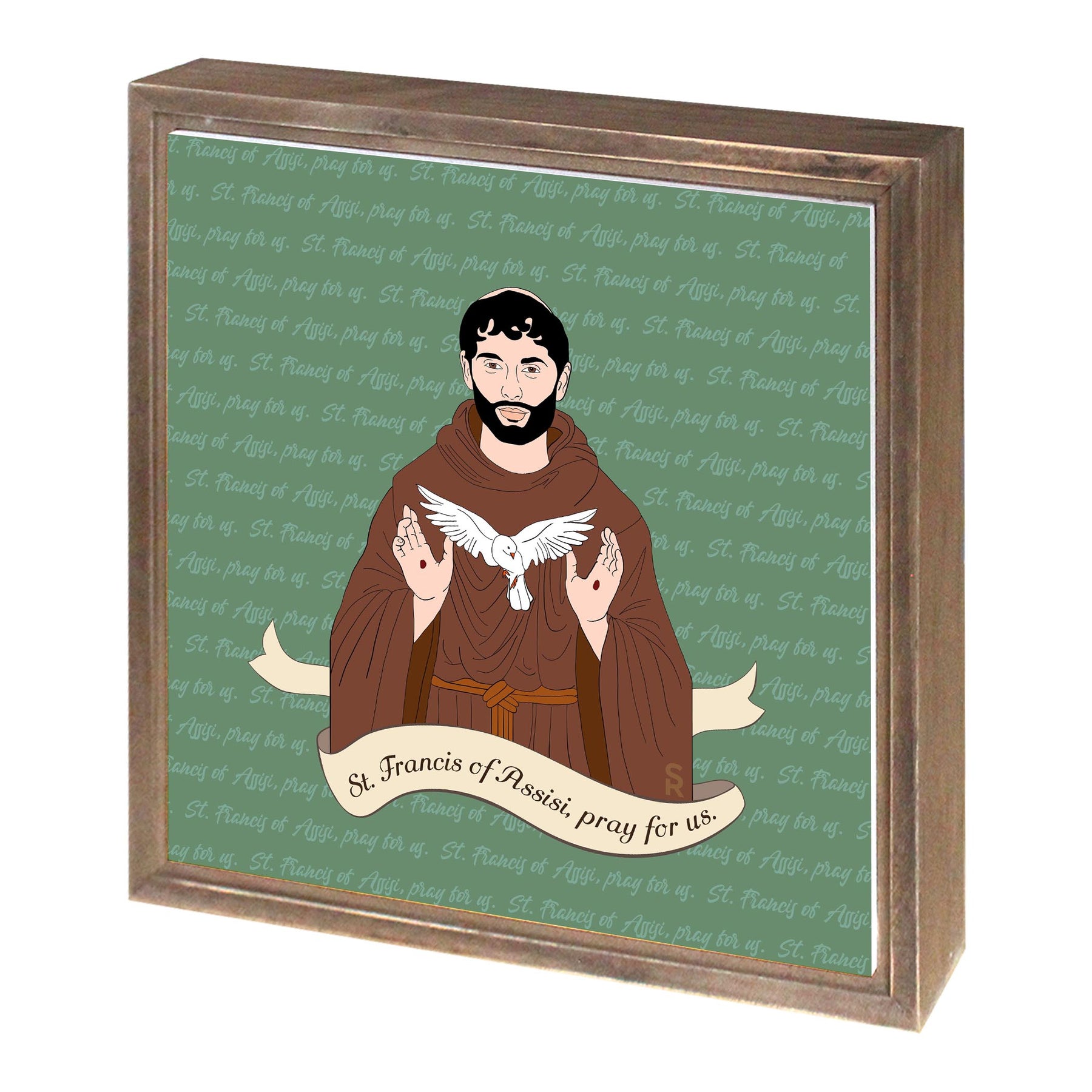 St. Francis of Assisi  11.25x11.25 Framed Wood Block | Catholic Gifts & Decor-1