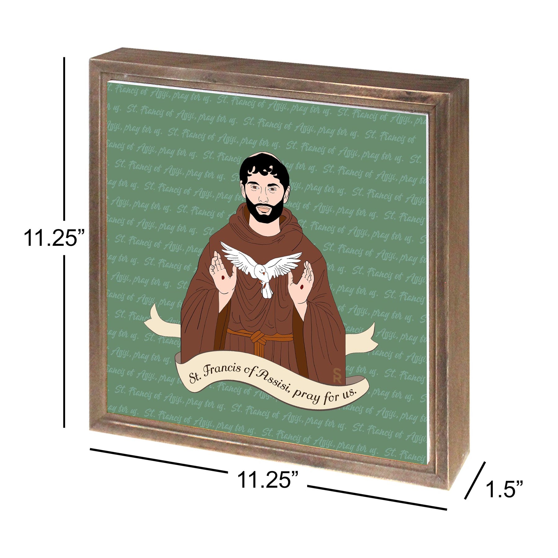 St. Francis of Assisi  11.25x11.25 Framed Wood Block | Catholic Gifts & Decor-2