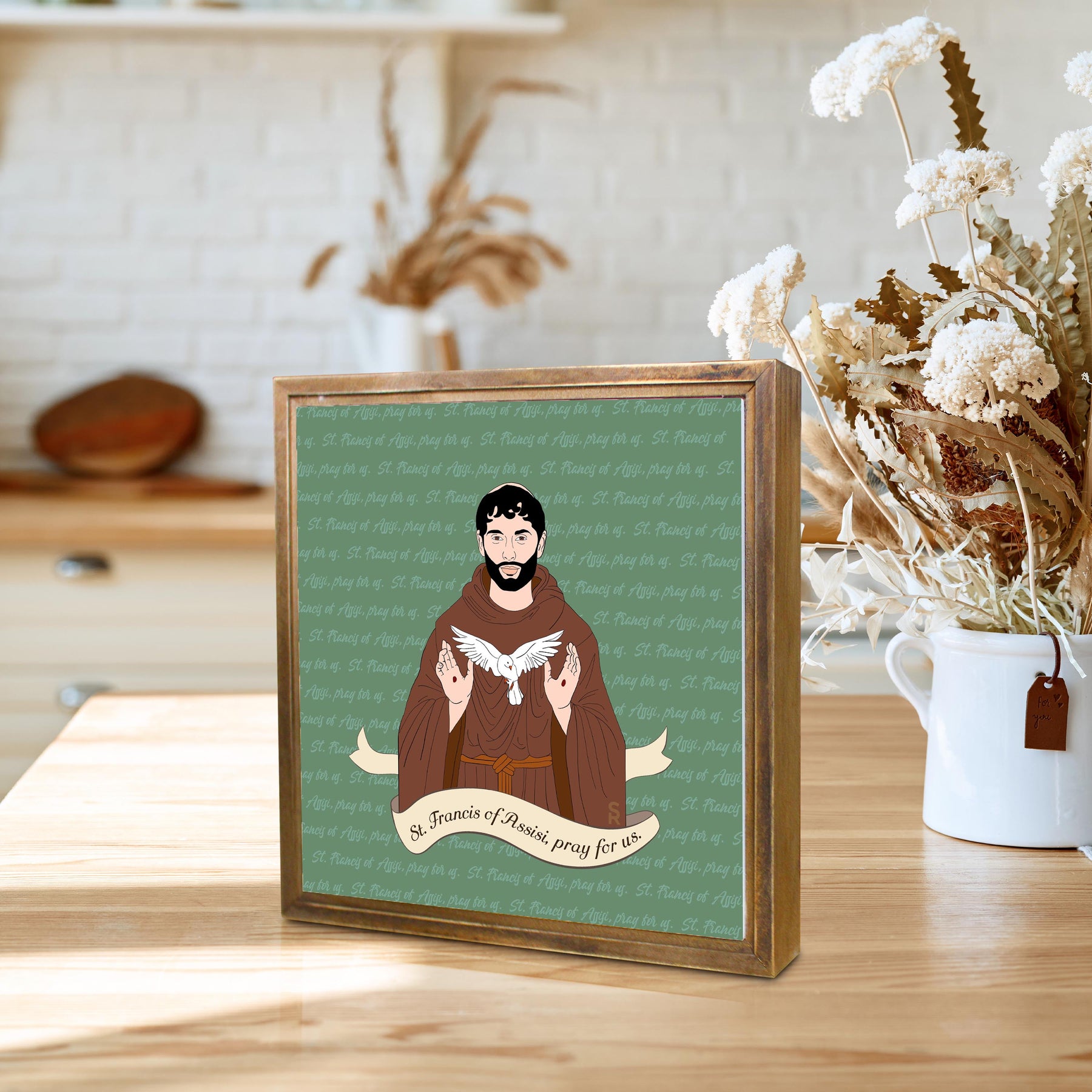 St. Francis of Assisi  11.25x11.25 Framed Wood Block | Catholic Gifts & Decor-4