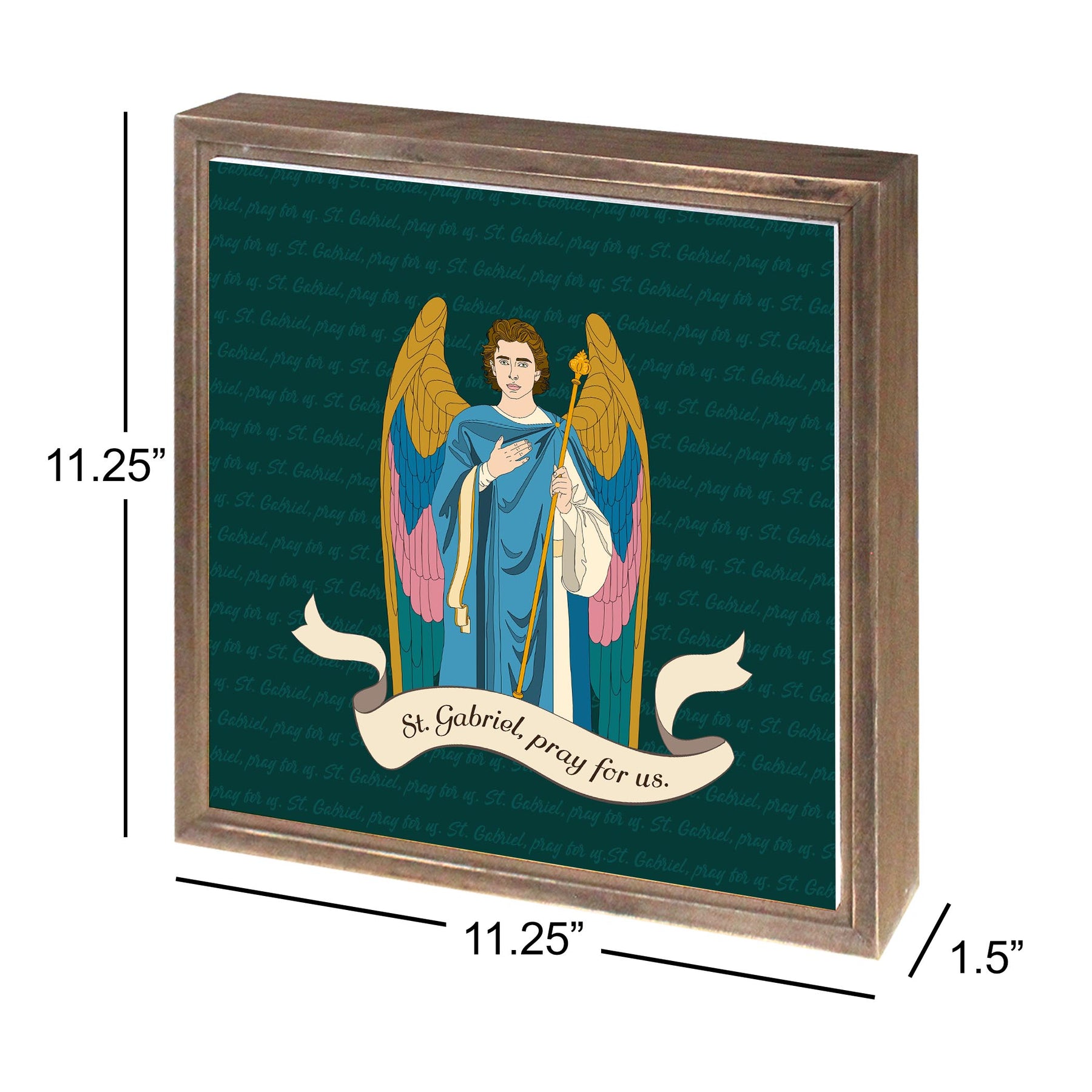 St. Gabriel  11.25x11.25 Framed Wood Block | Catholic Gifts & Decor-2