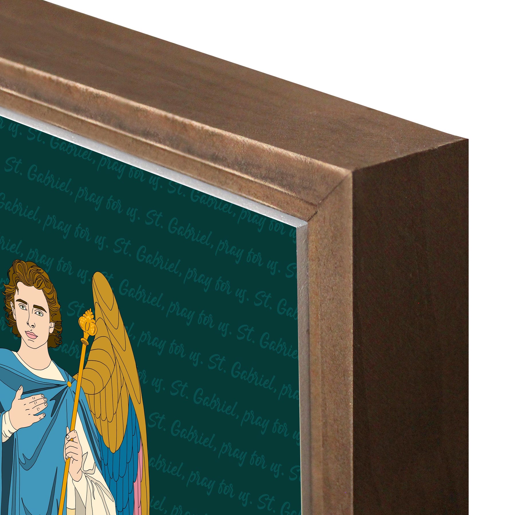 St. Gabriel  11.25x11.25 Framed Wood Block | Catholic Gifts & Decor-6