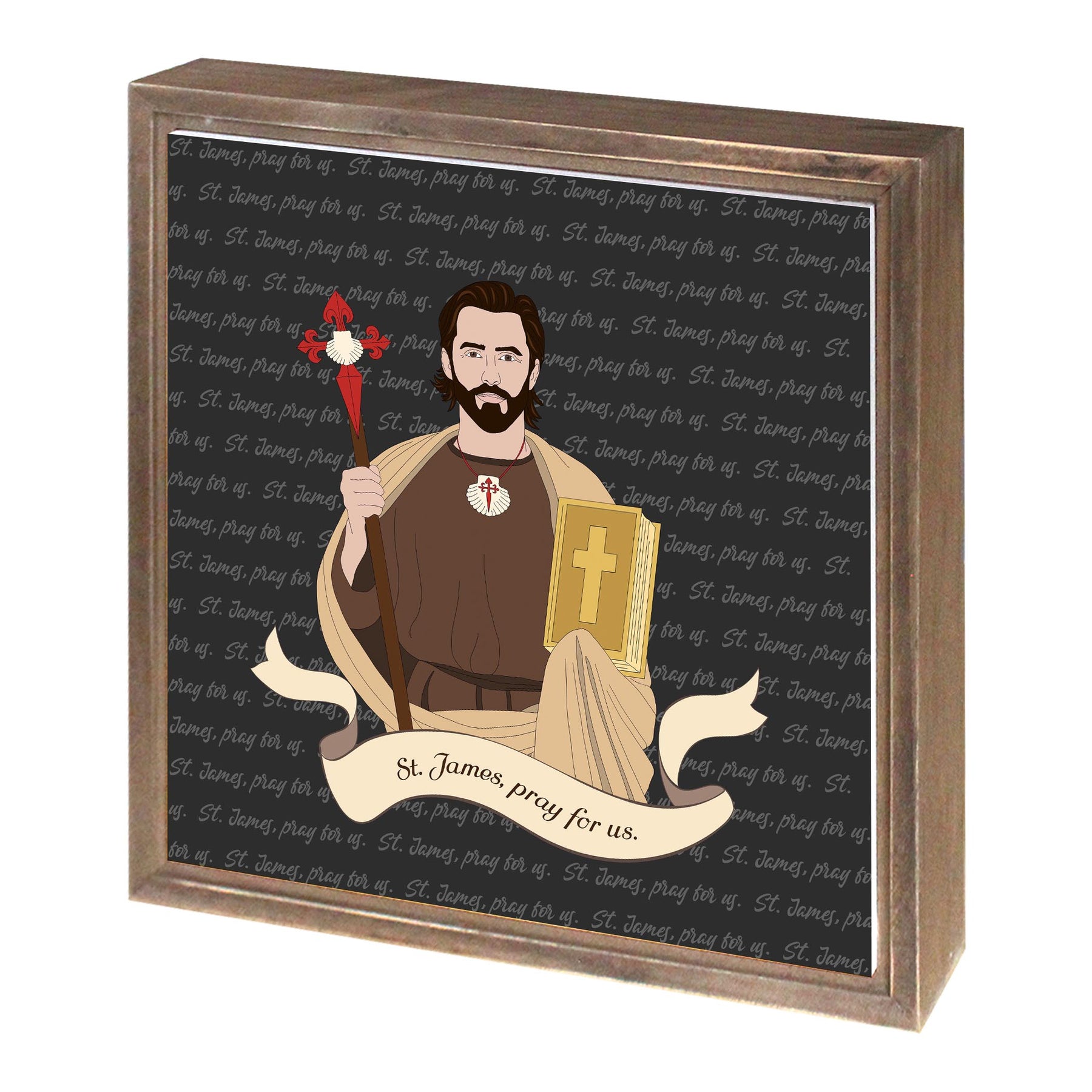 St. James  11.25x11.25 Framed Wood Block | Catholic Gifts & Decor-1