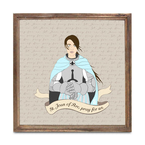 St. Joan of Arc  11.25x11.25 Framed Wood Block | Catholic Gifts & Decor-0