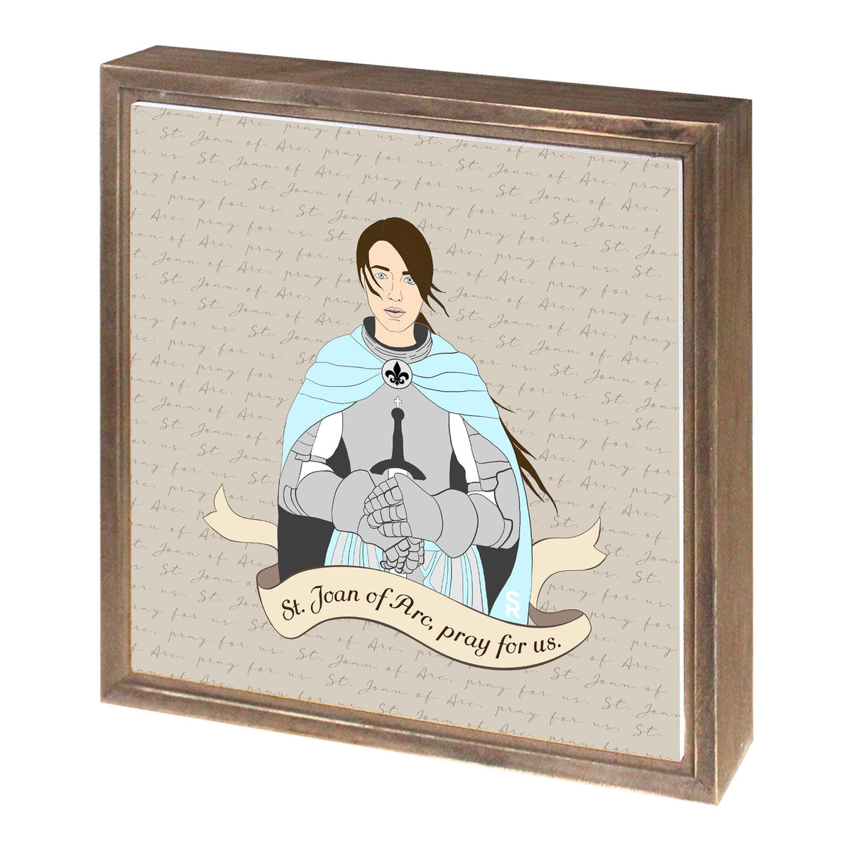 St. Joan of Arc  11.25x11.25 Framed Wood Block | Catholic Gifts & Decor-1