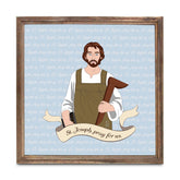 St. Joseph  11.25x11.25 Framed Wood Block | Catholic Gifts & Decor-0