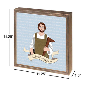 St. Joseph  11.25x11.25 Framed Wood Block | Catholic Gifts & Decor-2