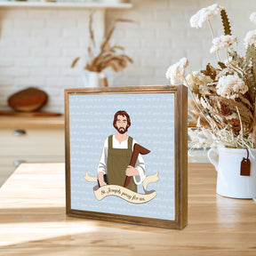 St. Joseph  11.25x11.25 Framed Wood Block | Catholic Gifts & Decor-4