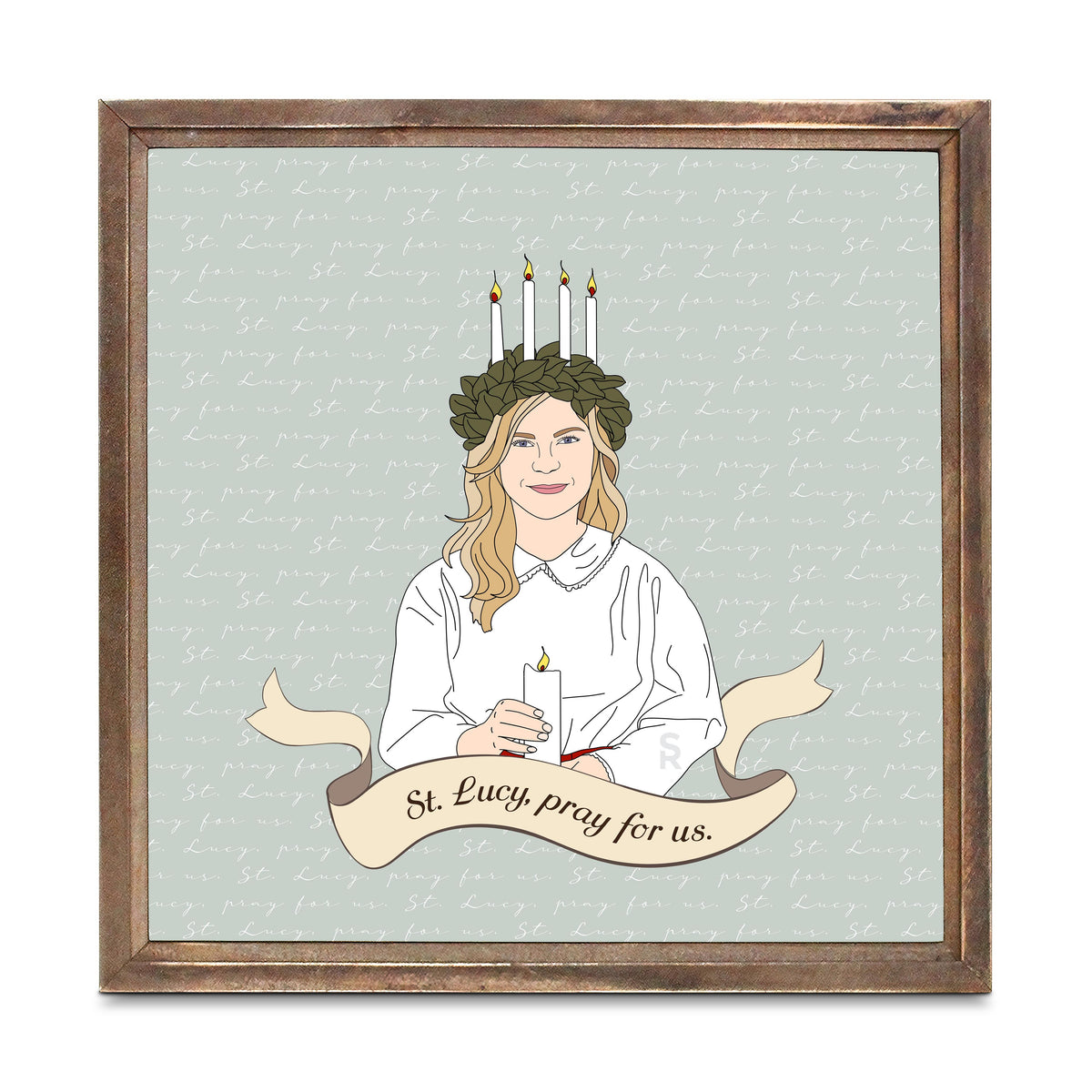 St. Lucy  11.25x11.25 Framed Wood Block | Catholic Gifts & Decor-0