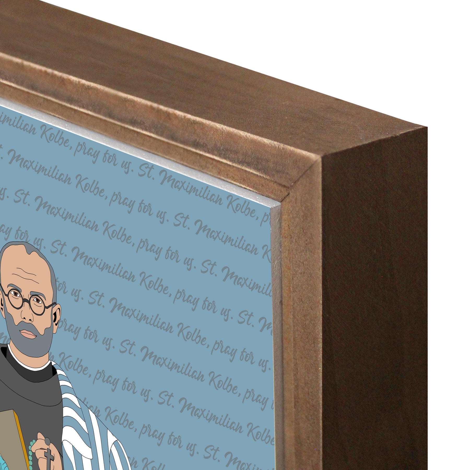 St. Maximilian Kolbe  11.25x11.25 Framed Wood Block | Catholic Gifts & Decor-6