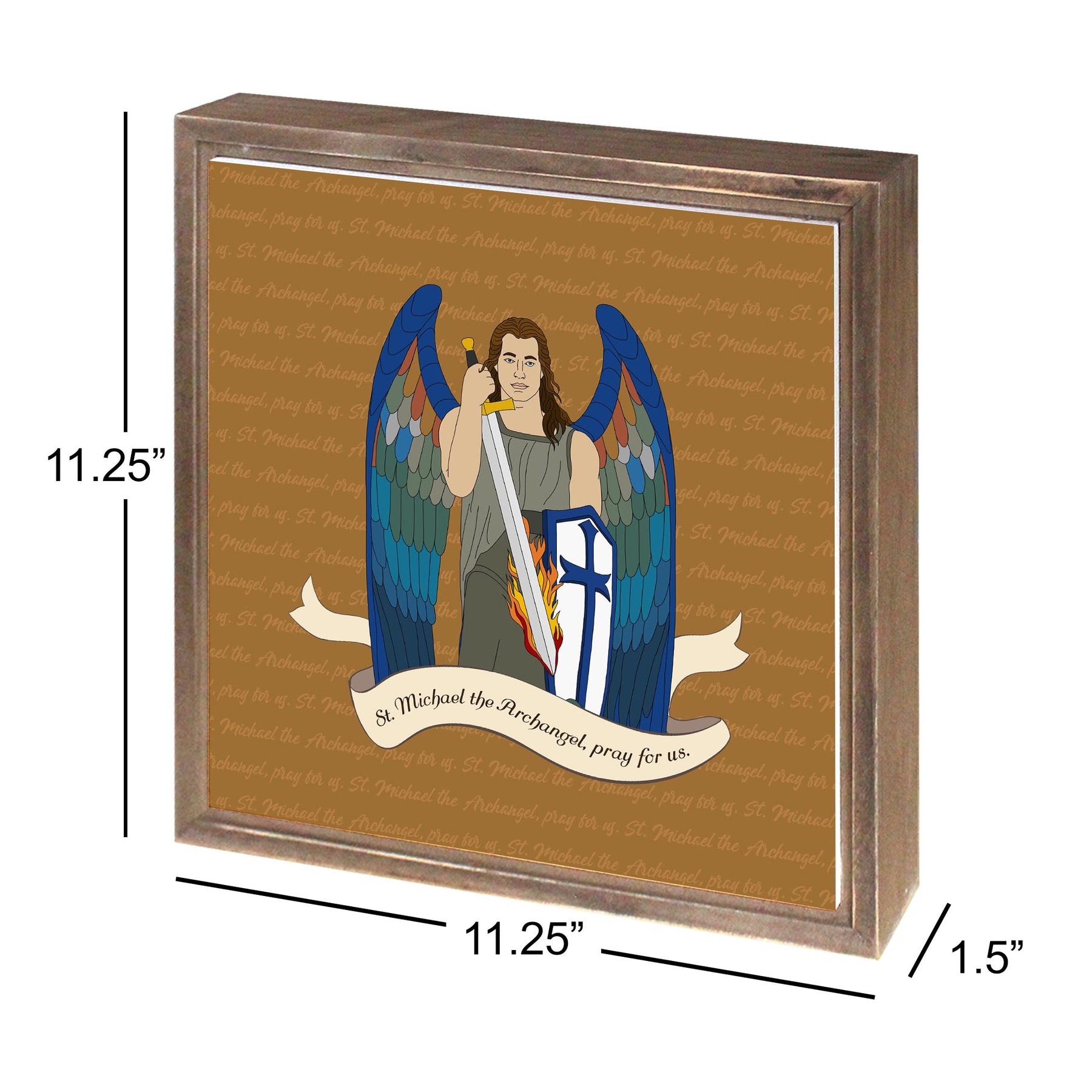 St. Michael  11.25x11.25 Framed Wood Block | Catholic Gifts & Decor-2