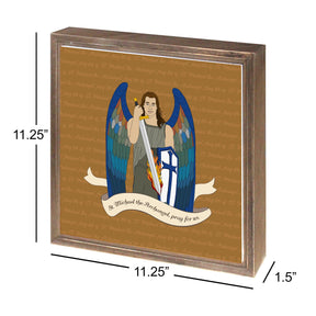 St. Michael  11.25x11.25 Framed Wood Block | Catholic Gifts & Decor-2