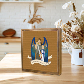 St. Michael  11.25x11.25 Framed Wood Block | Catholic Gifts & Decor-4