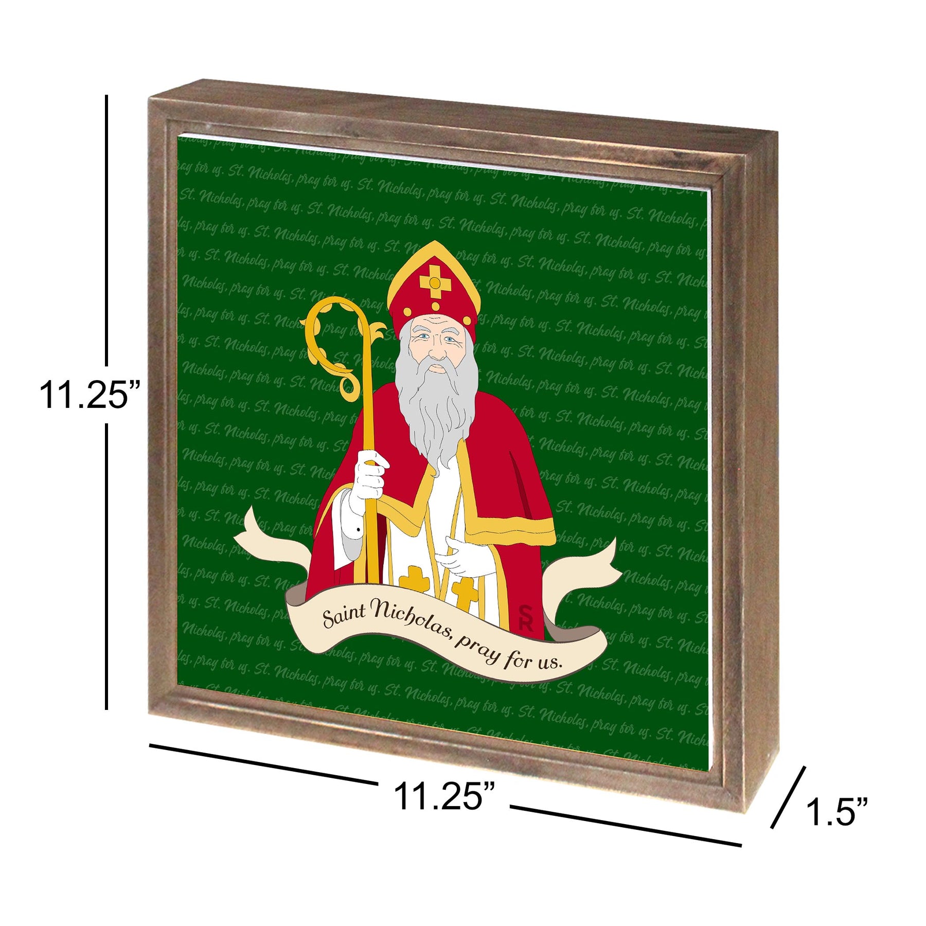 St. Nicholas 11.25x11.25 Framed Wood Block | Catholic Gifts & Decor-2