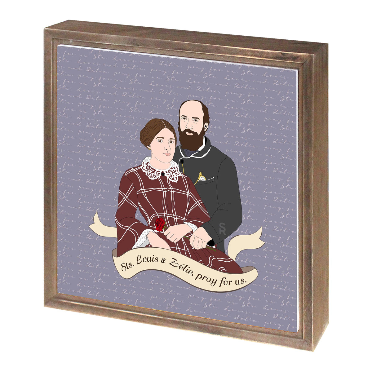 Sts. Louis & Zélie  11.25x11.25 Framed Wood Block | Catholic Gifts & Decor-1