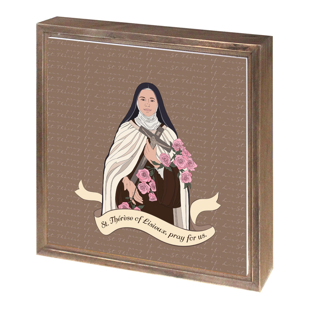 St. Thérèse of Lisieux 11.25x11.25 Framed Wood Block-1