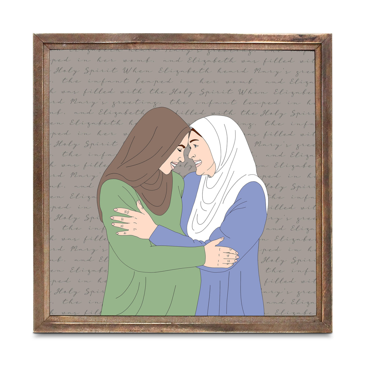 Visitation 11.25x11.25 Framed Wood Block | Catholic Gifts & Decor-0