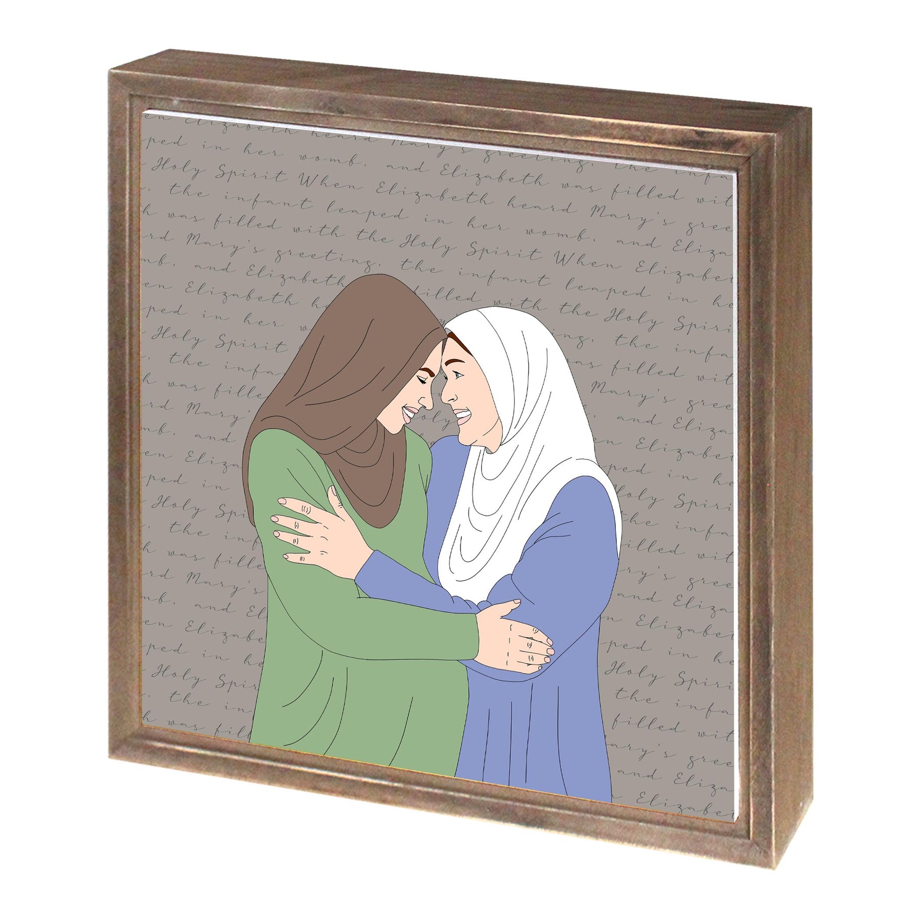 Visitation 11.25x11.25 Framed Wood Block | Catholic Gifts & Decor-1