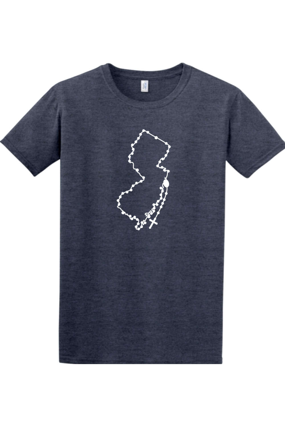 New Jersey Catholic Rosary Adult T-shirt in Heather Navy
