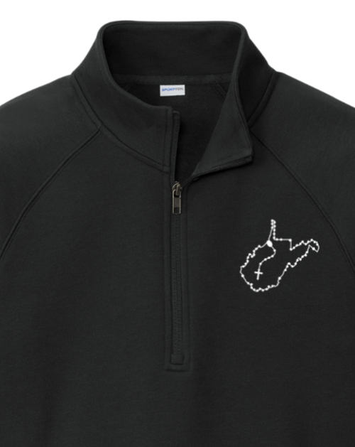 West Virginia Catholic Rosary Quarter Zip Sweatshirt