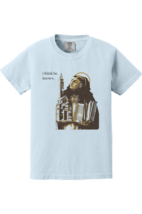 I Think He Knows - St. Thomas Aquinas Youth T-Shirt - Comfort Colors