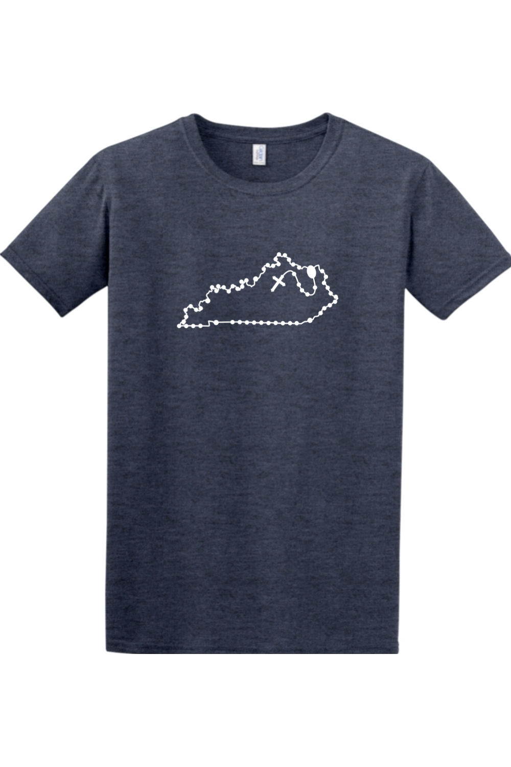 Kentucky Catholic Rosary Adult T-shirt in Heather Navy
