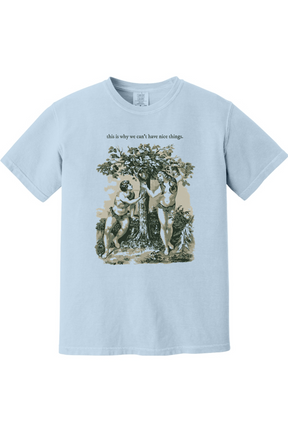 This Is Why We Can’t Have Nice Things - Adam and Eve Adult T-Shirt - Comfort Colors