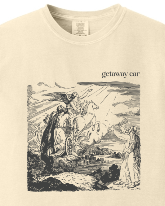 Getaway Car - Elijah in Chariot Adult T-Shirt - Comfort Colors