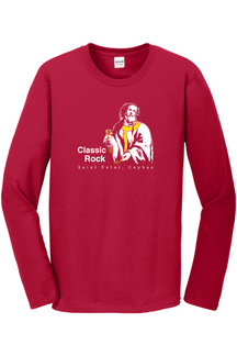 red long sleeve shirt with image of St. Peter that says "Classic Rock" with "St. Peter, Cephas" underneath