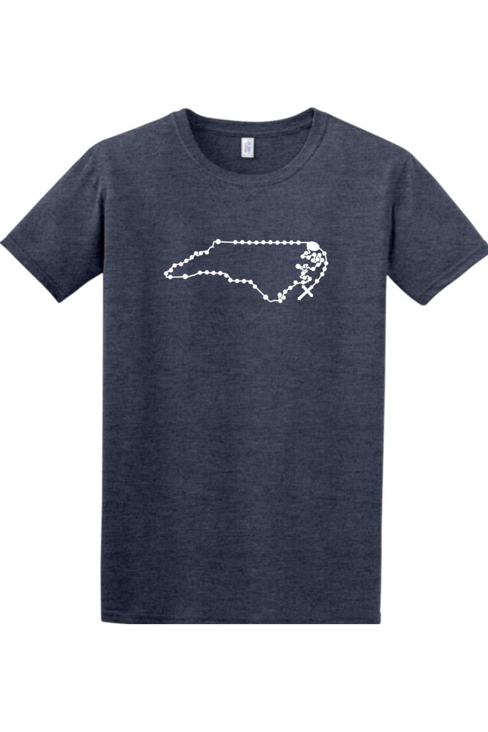 North Carolina Catholic Rosary Adult T-shirt in Heather Navy