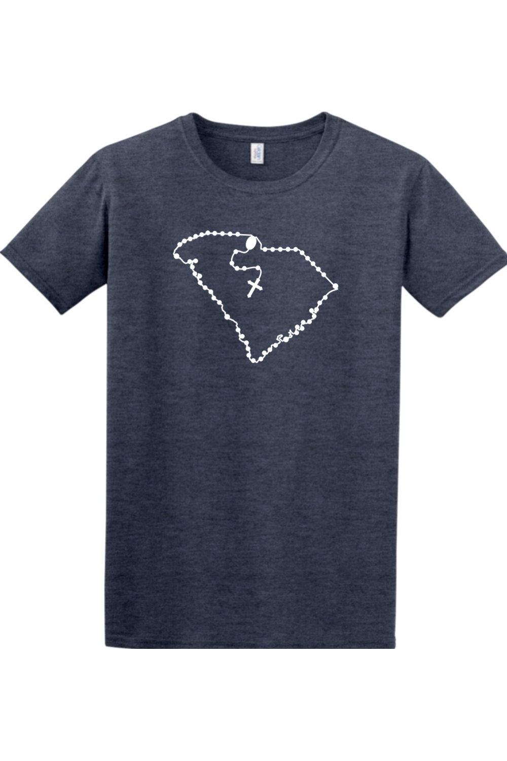 South Carolina Catholic Rosary Adult T-shirt in Heather Navy