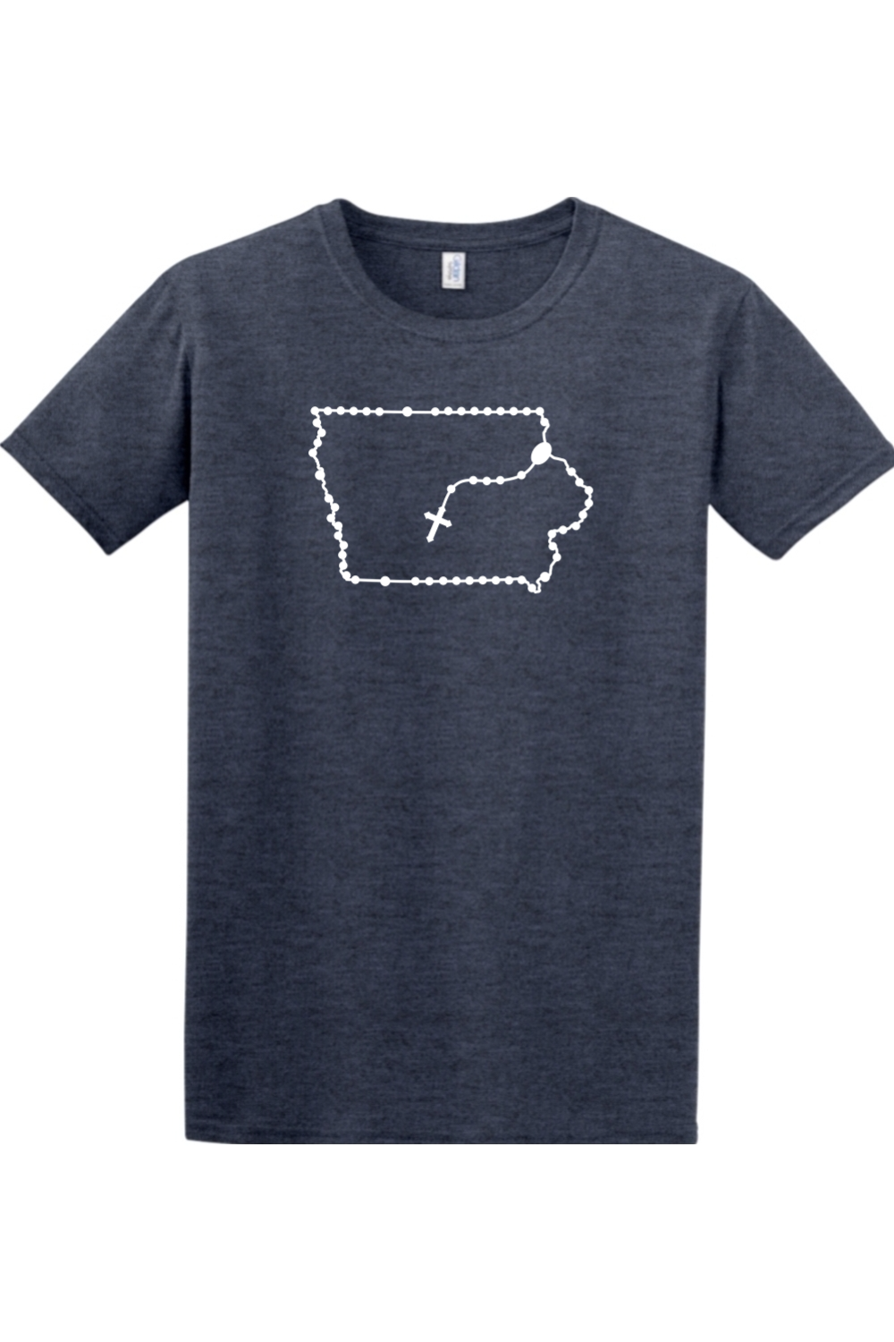 Iowa Catholic Rosary Adult T-shirt in Heather Navy