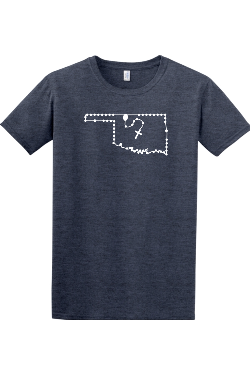 Oklahoma Catholic Rosary Adult T-shirt in Heather Navy