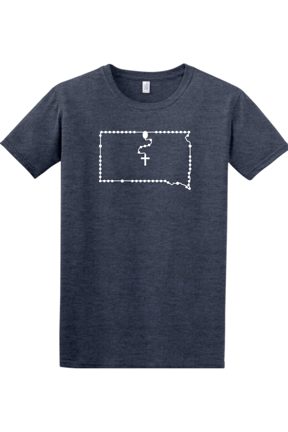 South Dakota Catholic Rosary Adult T-shirt in Heather Navy