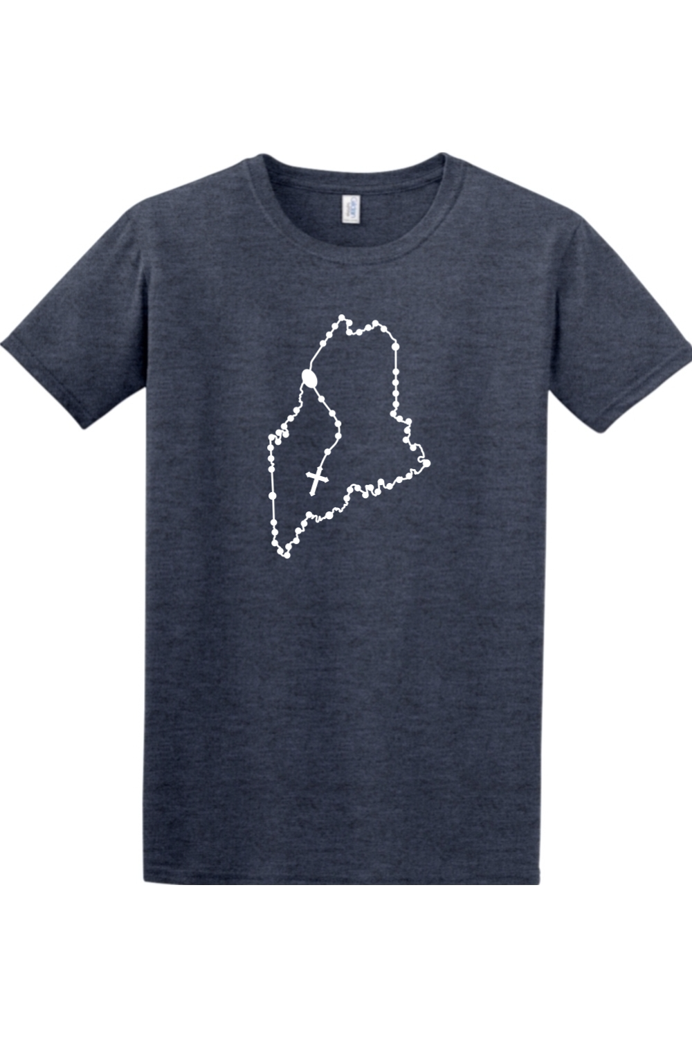 Maine Catholic Rosary Adult T-shirt in Heather Navy