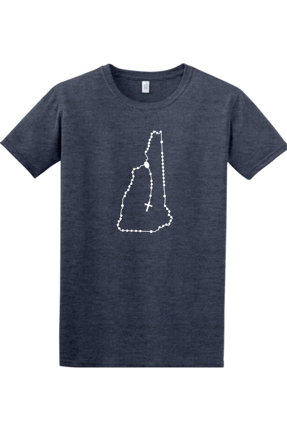 New Hampshire Catholic Rosary Adult T-shirt in Heather Navy