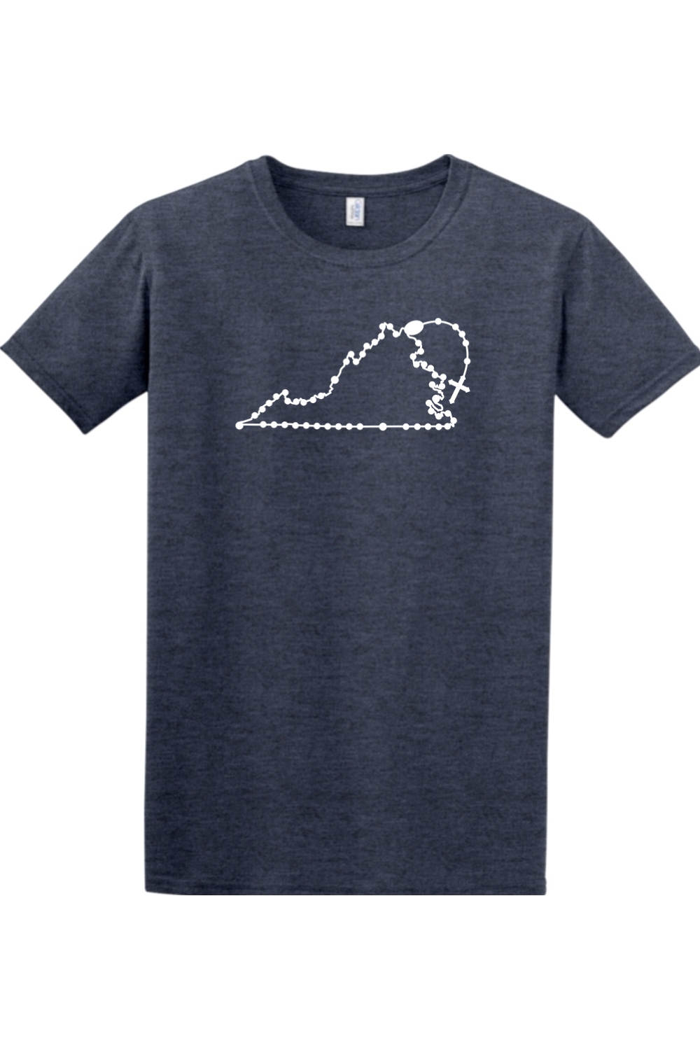Virginia Catholic Rosary Adult T-shirt in Heather Navy