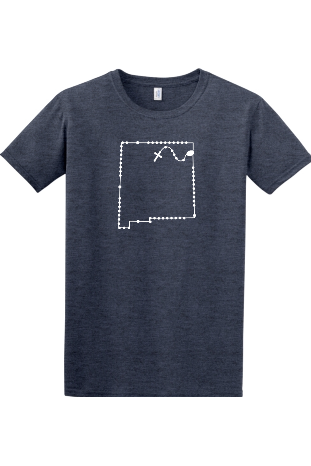 New Mexico Catholic Rosary Adult T-shirt in Heather Navy
