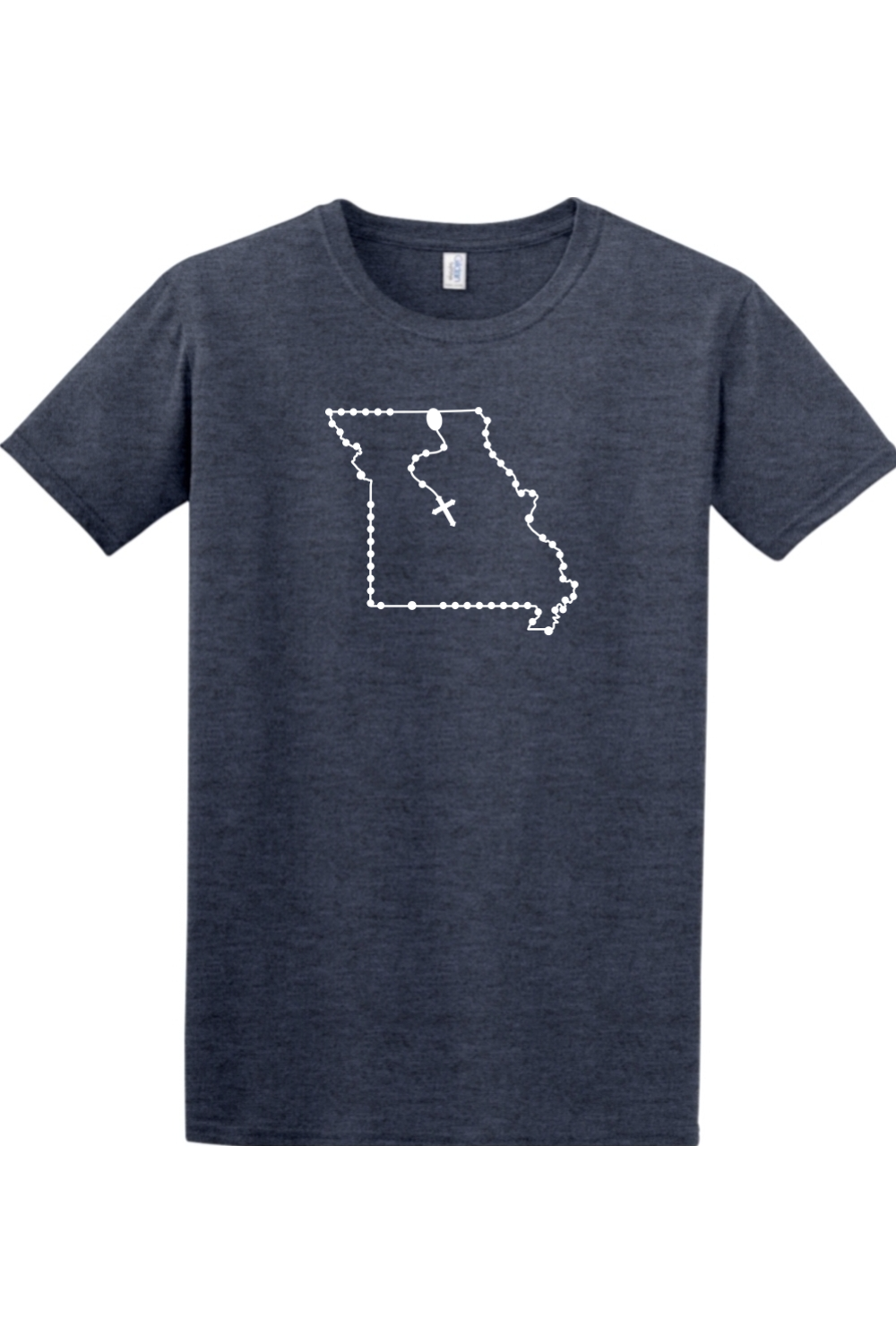 Missouri Catholic Rosary Adult T-shirt in Heather Navy