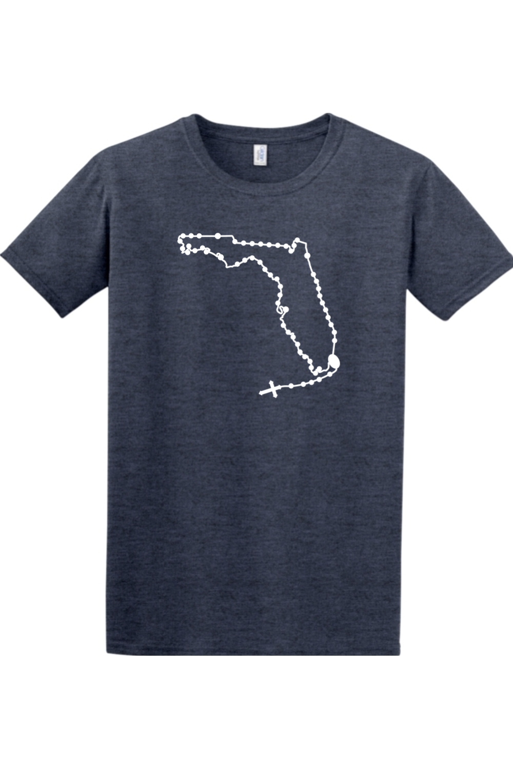 Florida Catholic Rosary Adult T-shirt in Heather Navy