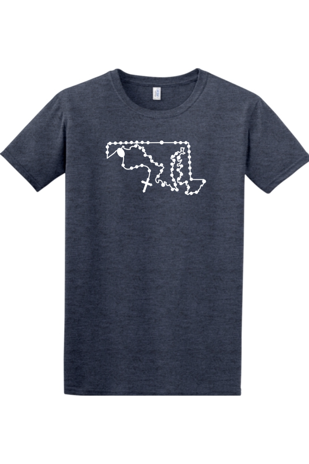 Maryland Catholic Rosary Adult T-shirt in Heather Navy
