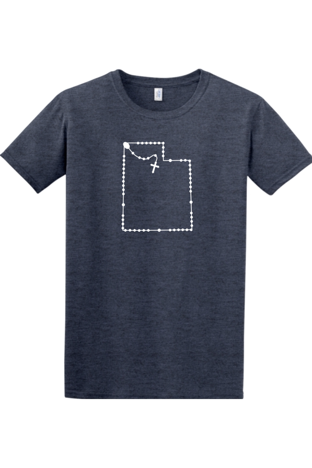Utah Catholic Rosary Adult T-shirt in Heather Navy