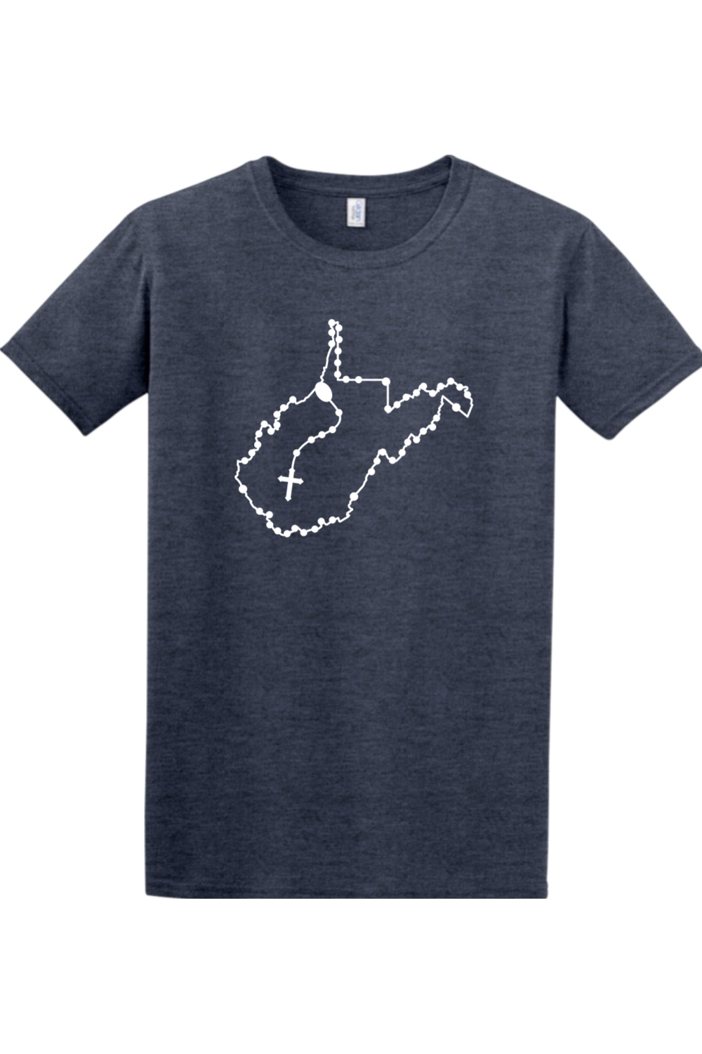 West Virginia Catholic Rosary Adult T-shirt in Heather Navy