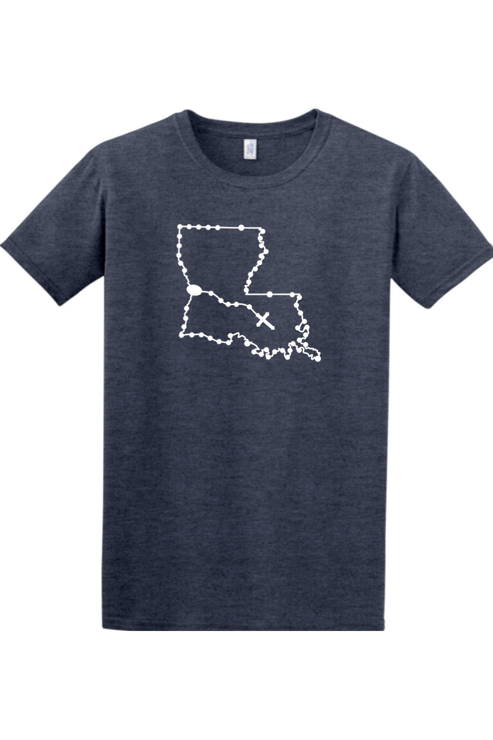 Louisiana Catholic Rosary Adult T-shirt in Heather Navy