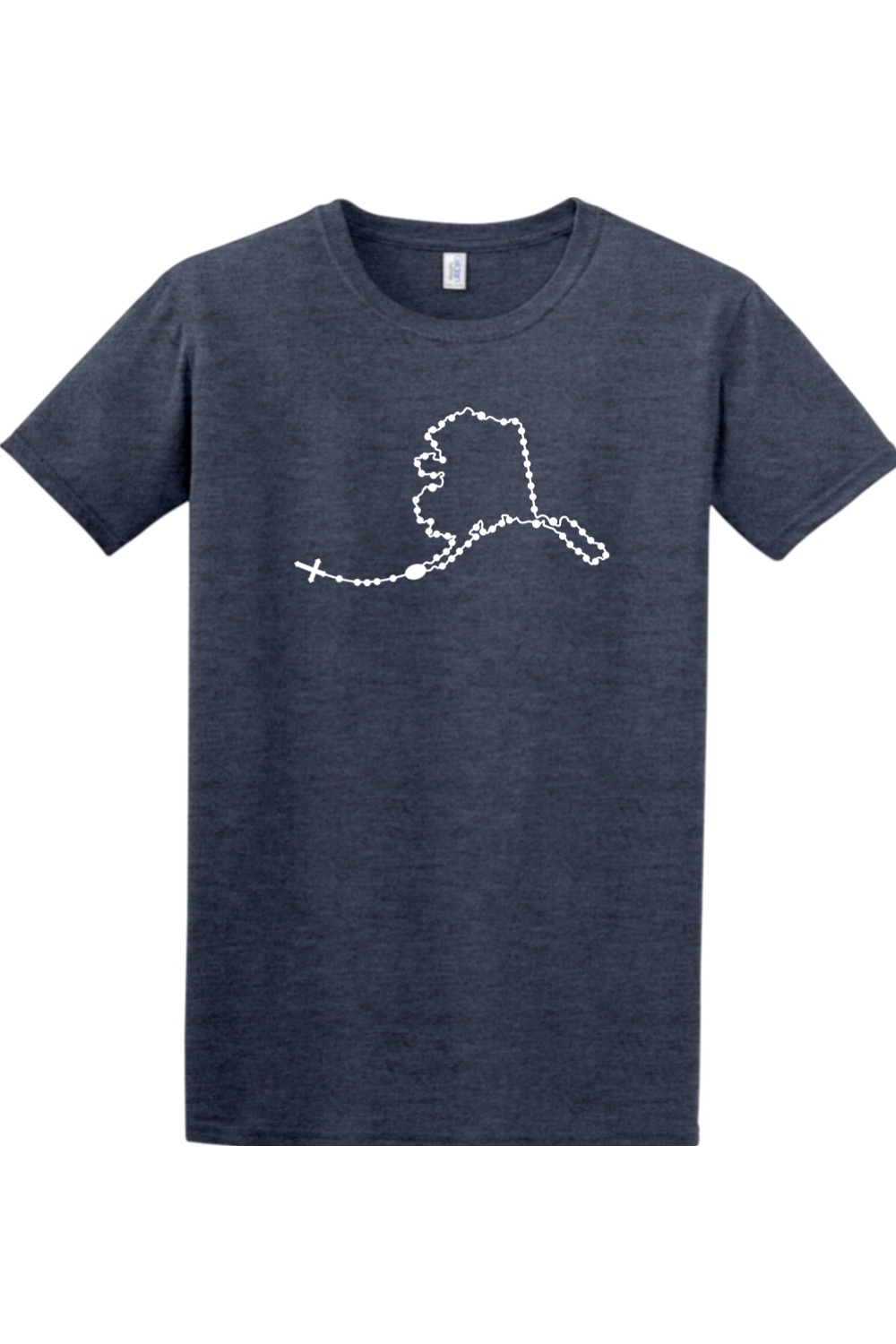 Alaska Catholic Rosary Adult T-shirt in Heather Navy