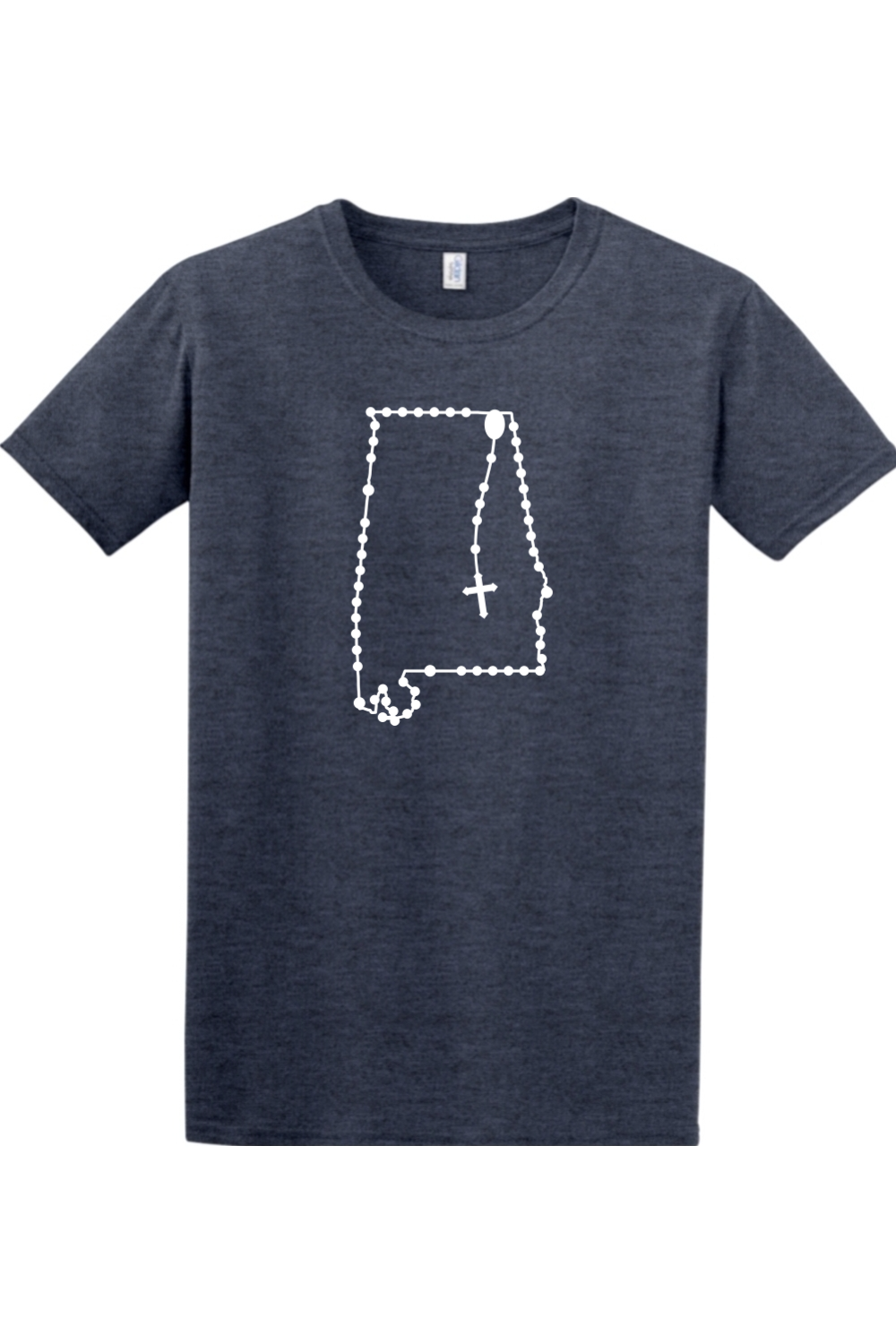 Alabama Catholic Rosary Adult T-shirt in Heather Navy