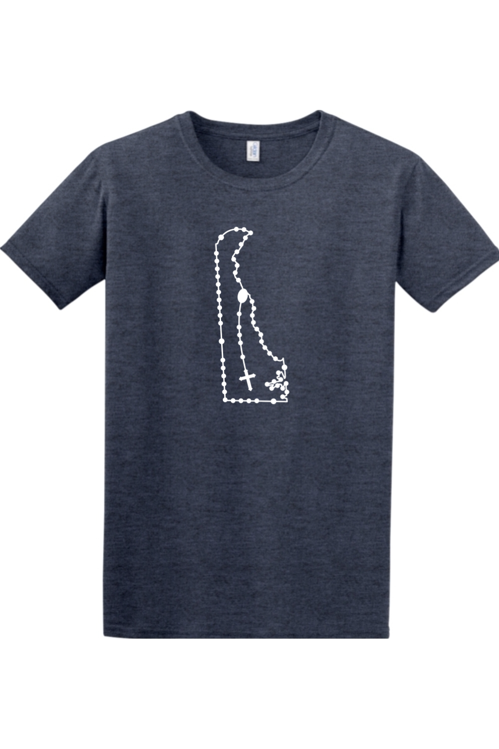 Delaware Catholic Rosary Adult T-shirt in Heather Navy
