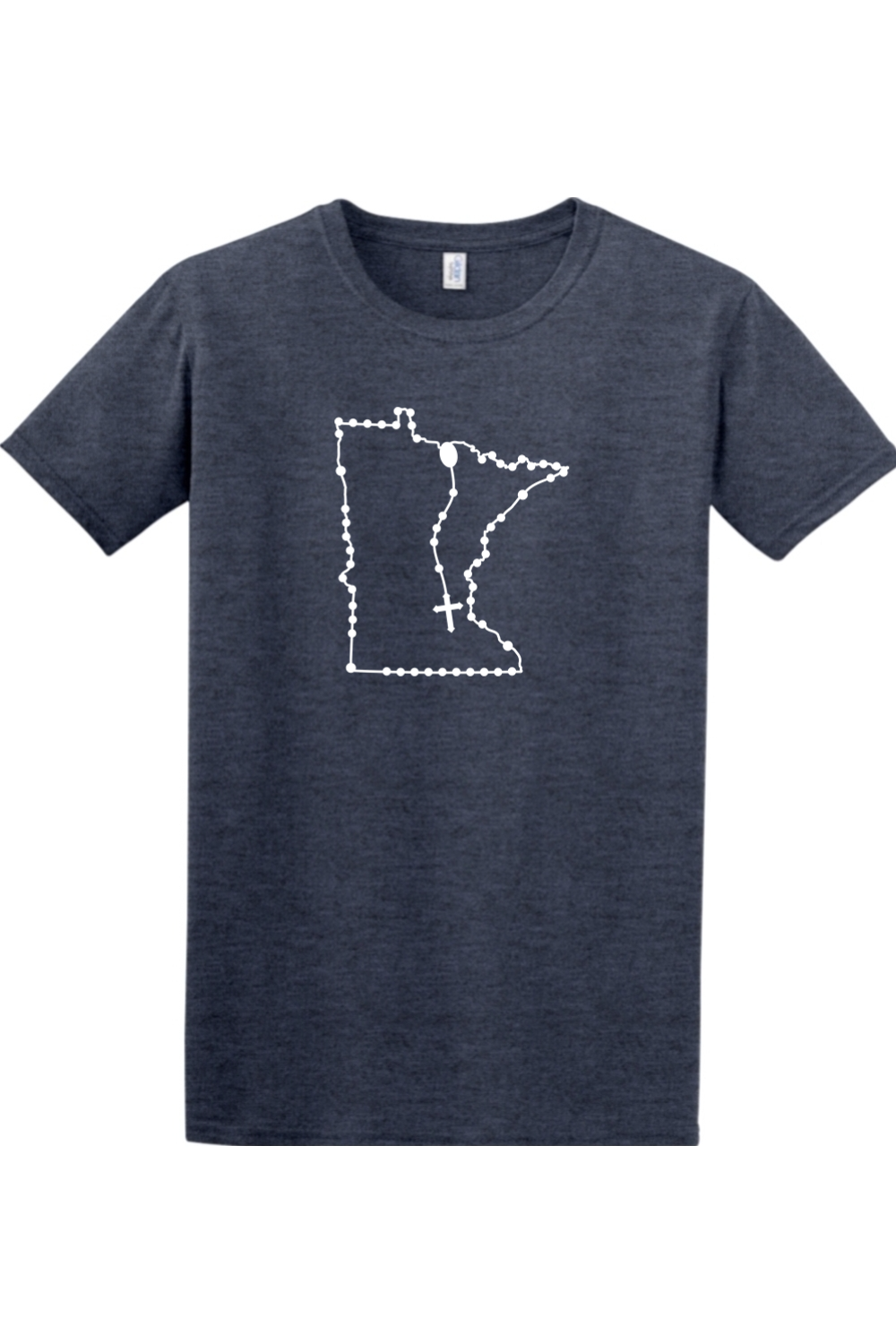 Minnesota Catholic Rosary Adult T-shirt in Heather Navy