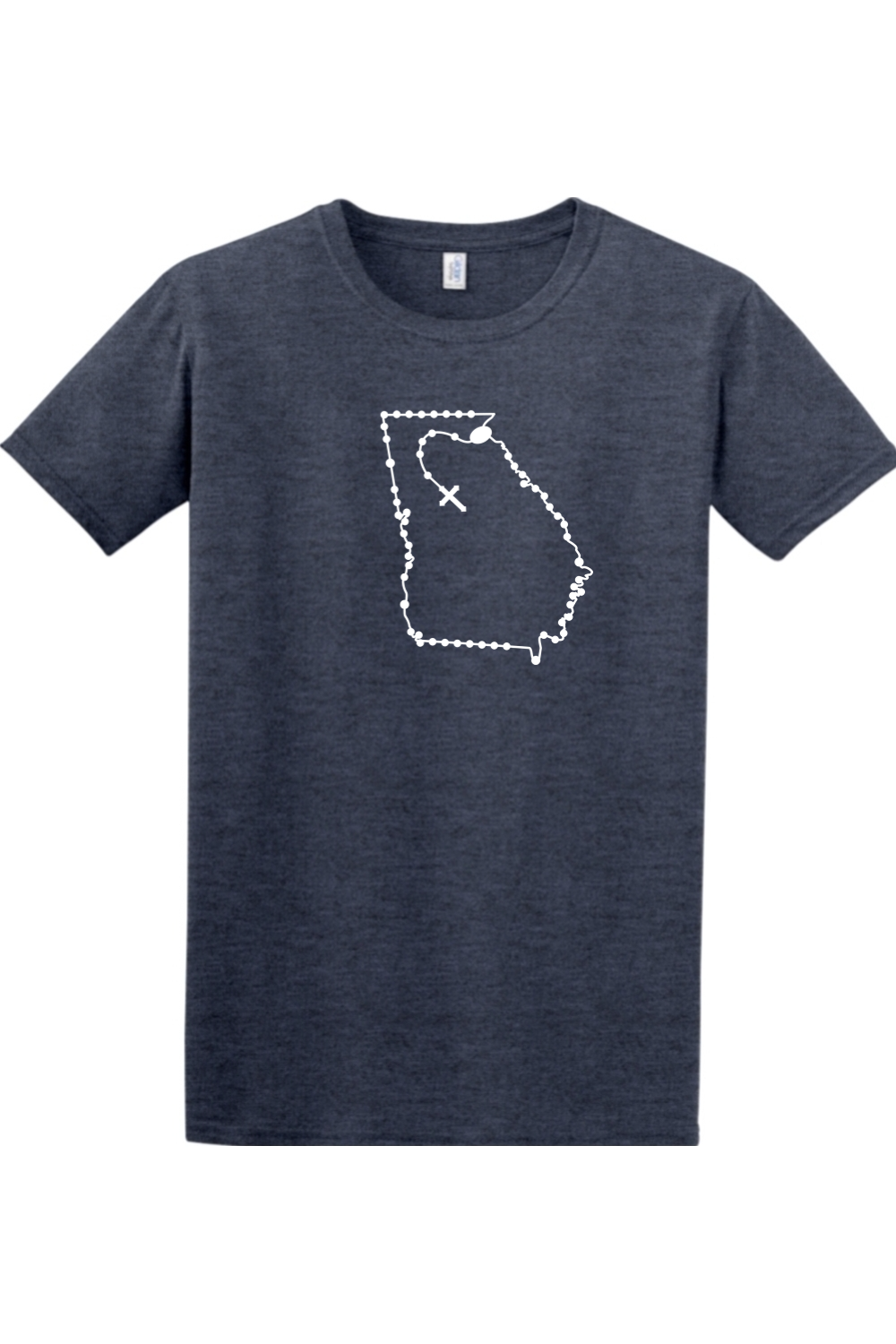 Georgia Catholic Rosary Adult T-shirt in Heather Navy