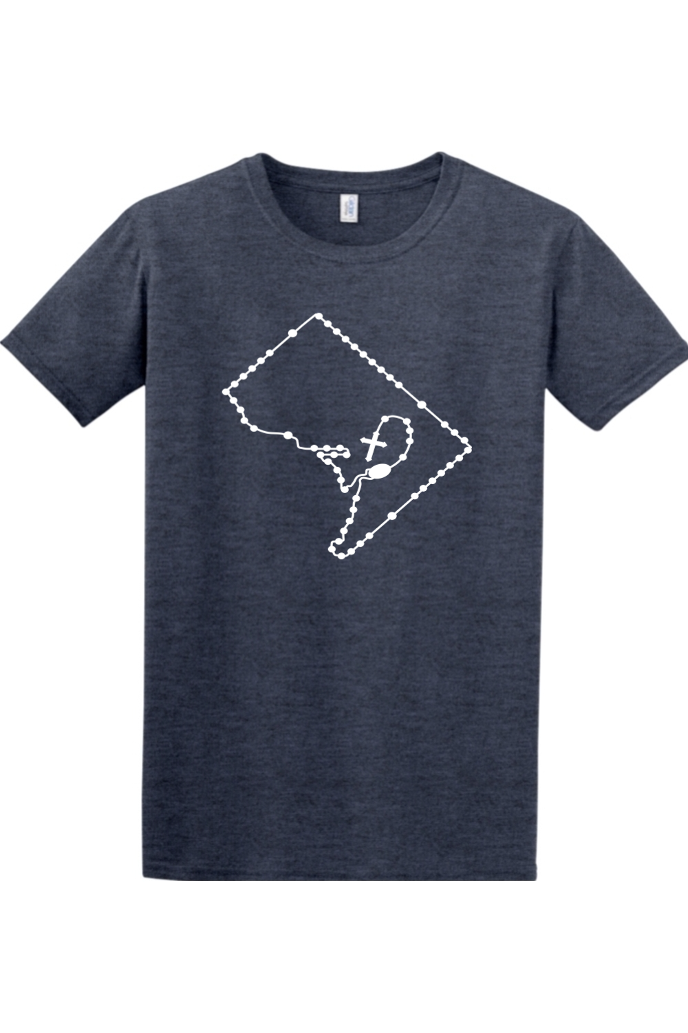 Washington D.C. Catholic Rosary Adult T-shirt in Heather Navy