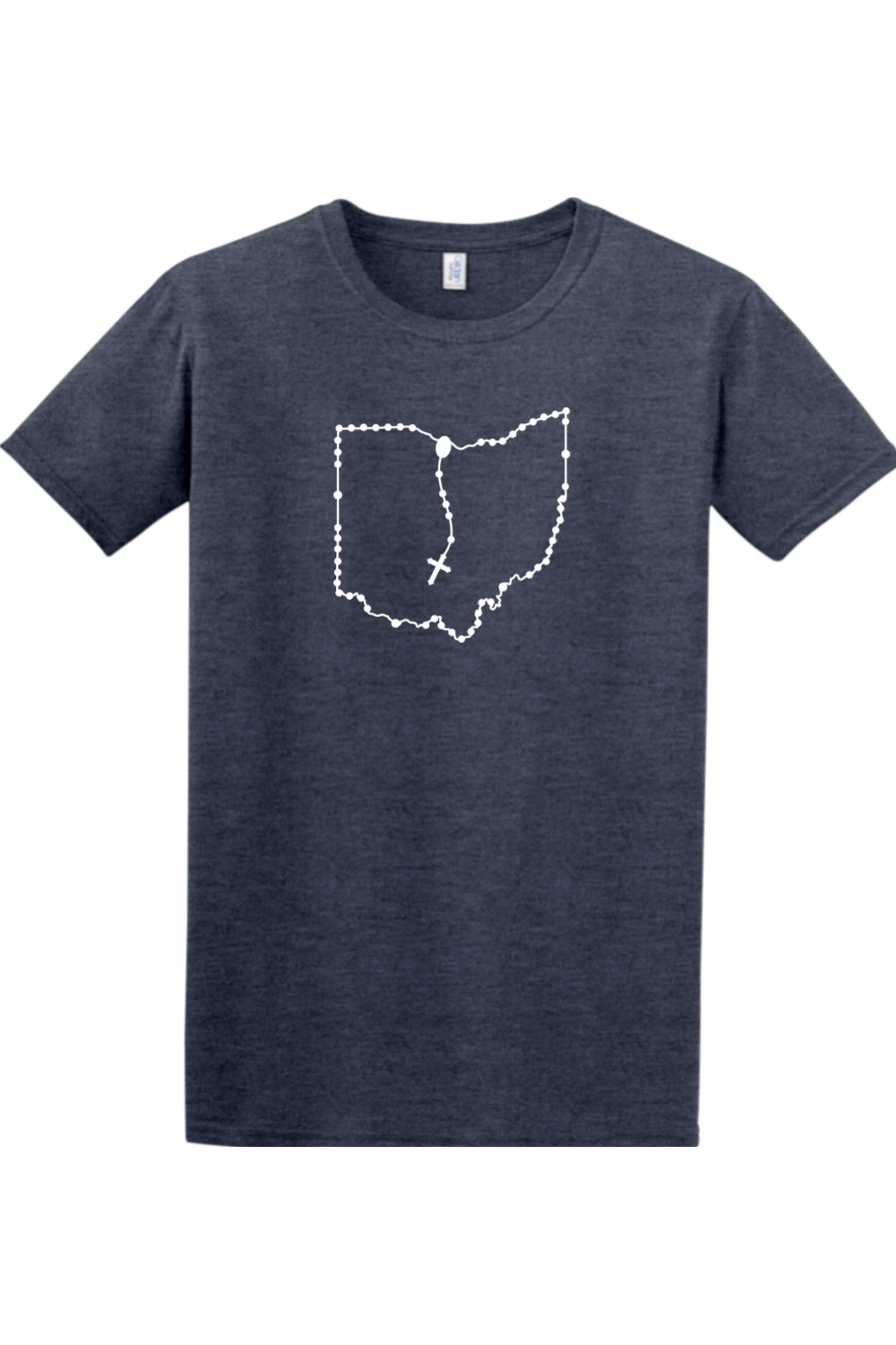 Ohio Catholic Rosary Adult T-shirt in Heather Navy